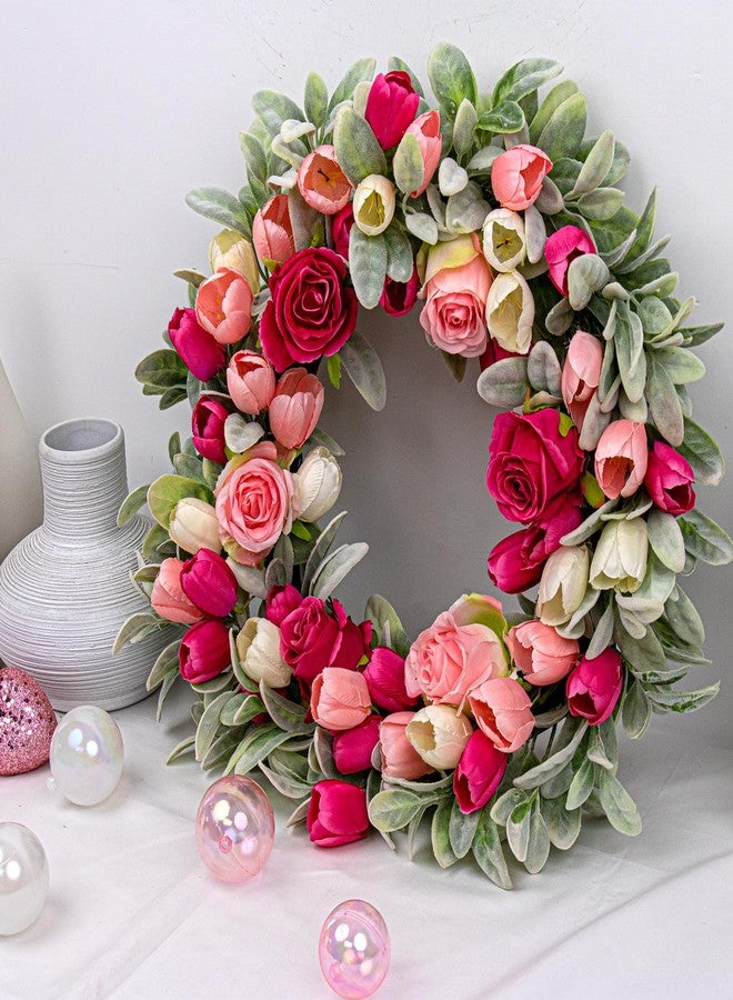 Yawwind 20 Inches Valentine Wreath with Rose for Front Door - Image 5