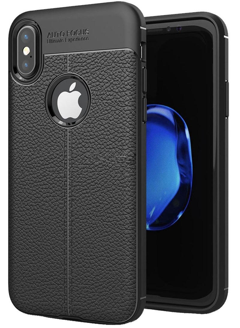 AUTO FOCUS Case cover shock-resistant Design 2 camera protection  leather texture compatible with Iphone X/XS  (Black) - Image 1