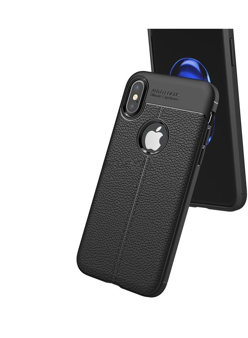 AUTO FOCUS Case cover shock-resistant Design 2 camera protection  leather texture compatible with Iphone X/XS  (Black) - Image 2