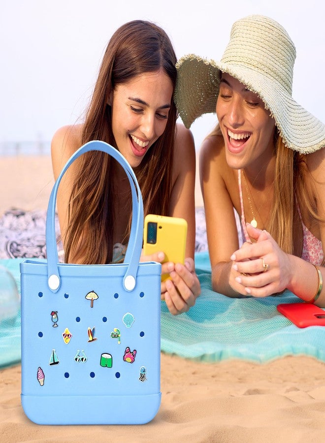 Ella & Emma 50pcs DIY Summer Charms for Bogg Bag, Boggbag Accessories Letters Flowers Baseball Beach Cute Decoration Bag Charms for Bogg Bag Rubber Tote Beach Bags - Image 2