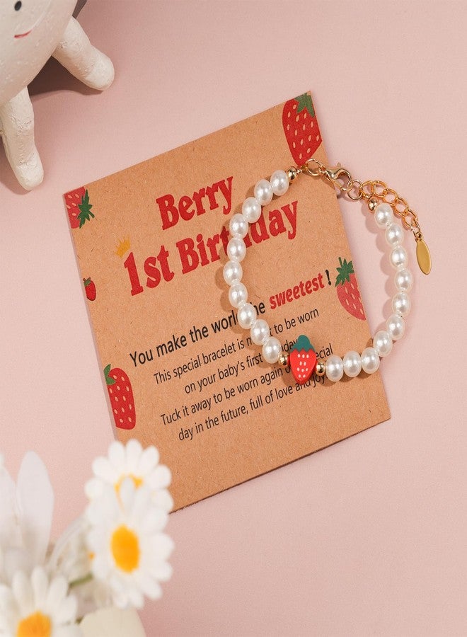 CXLDTE 1st Birthday Girl Gifts, Berry First Birthday Decor 1 Year Old Girl Gifts Strawberry Decorations Bracelet for Girls Granddaughter Daughter Niece - Image 4