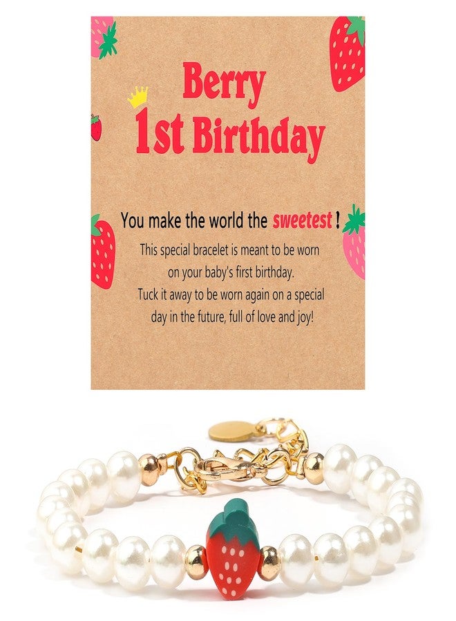 CXLDTE 1st Birthday Girl Gifts, Berry First Birthday Decor 1 Year Old Girl Gifts Strawberry Decorations Bracelet for Girls Granddaughter Daughter Niece - Image 1