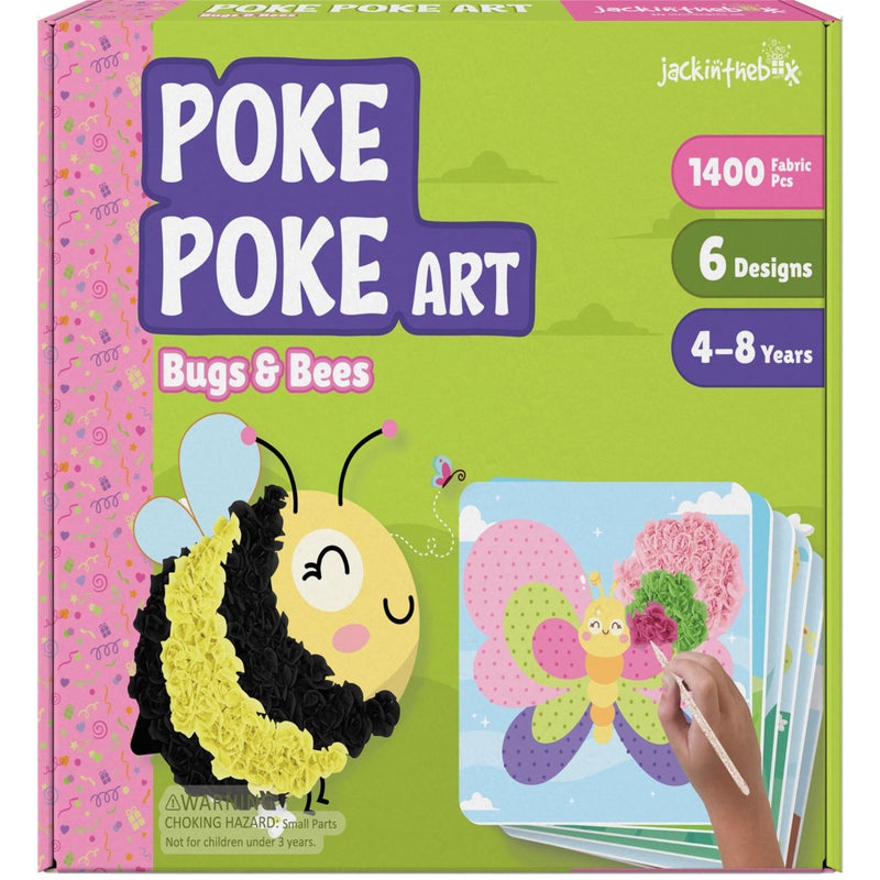 jackinthebox Poke Poke Art â€“ Bugs Theme, Mess-Free Fabric Art and Craft, Flower Pressing Kits, Gift for Kids, Easter Gifts for Girls and Boys Ages 4 5 6 7 8 - Image 1