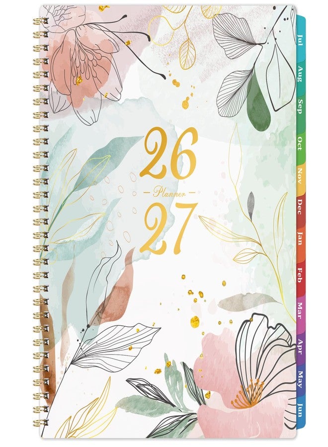 ماكابو مخطط 2026-2027 - مخطط أكاديمي 2026-2027، من يوليو 2026 إلى يونيو 2027، مقاس 9 × 11 بوصة، مخطط أسبوعي وشهري، مخطط تقويم 2026-2027، علامات تبويب ملونة، جيب خلفي، منظم يومي مثالي - بنقشة زهور - Image 1