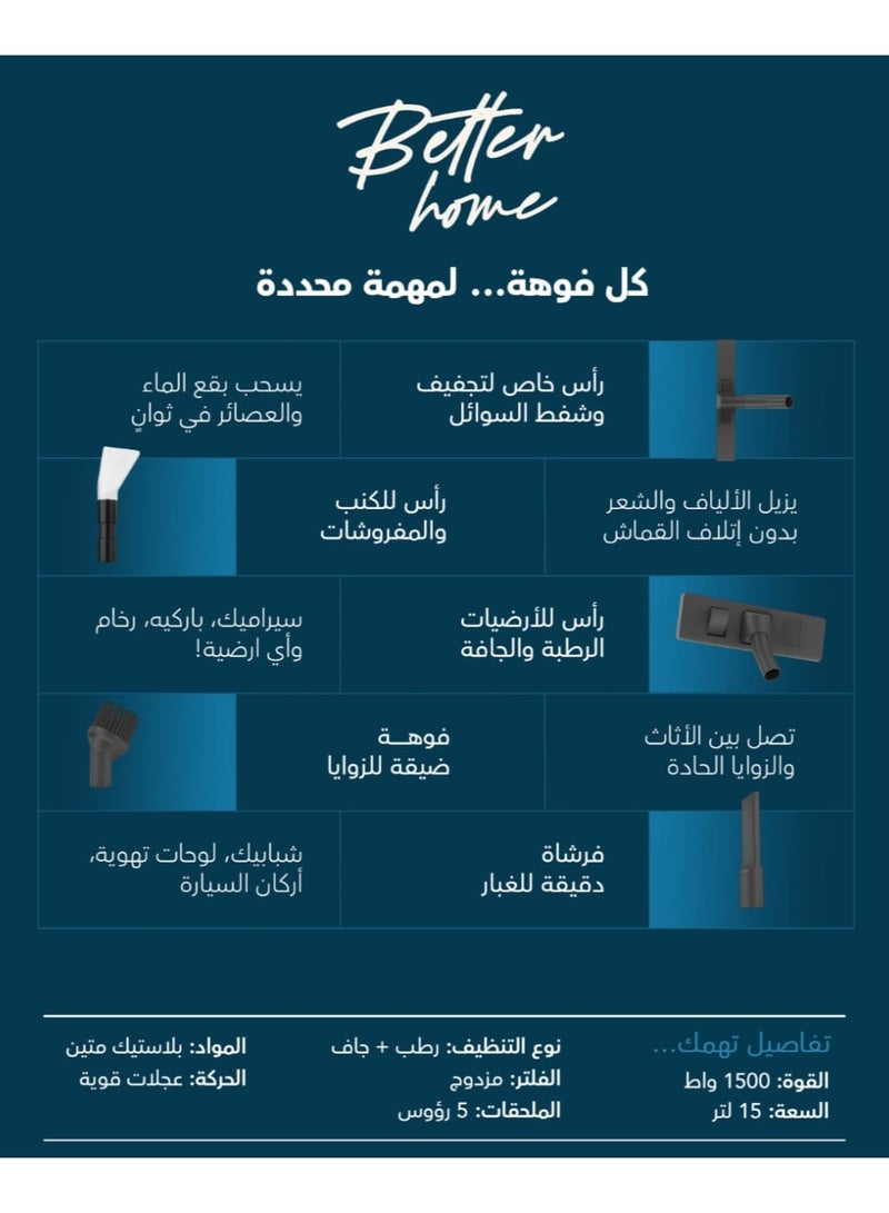 ELK Wet & Dry Vacuum Cleaner – Powerful 15L, 1500W - Image 3