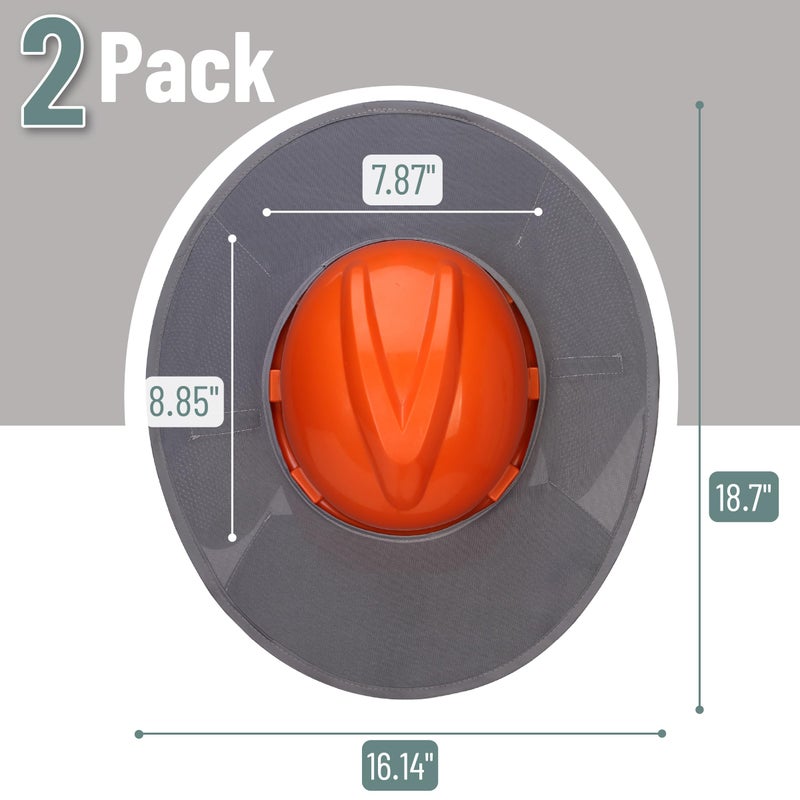 UNCO- Hard Hat Sun Shield, 2 Pack, Grey, Full & Standard Brim Mesh Sunshade High Visibility Reflective, Hard Hat Accessories - Image 2