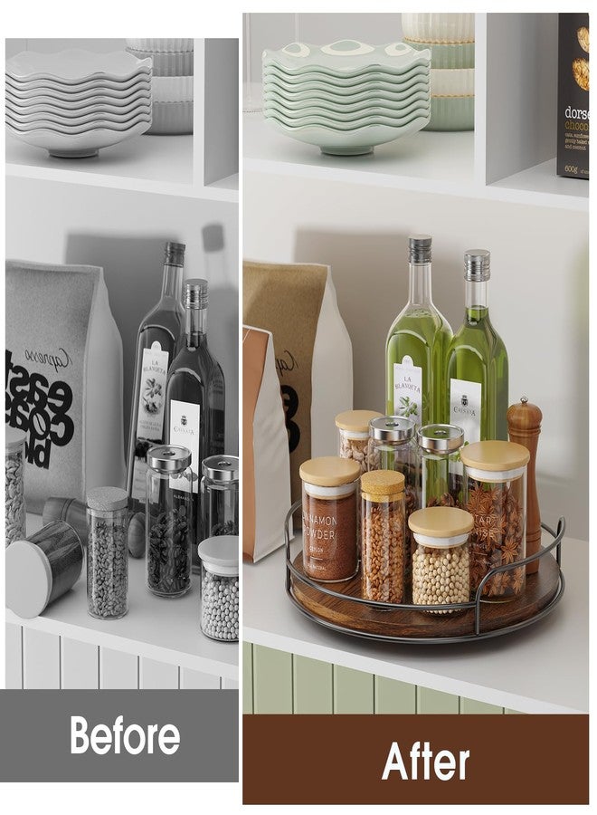 LAMU Lazy Susan Organizer, 12'' Lazy Susan Turntable for Cabinet, Table Top, Kitchen, Countertop, Bathroom, Pantry, Spice Organization, Wooden,1 Pack - Image 4