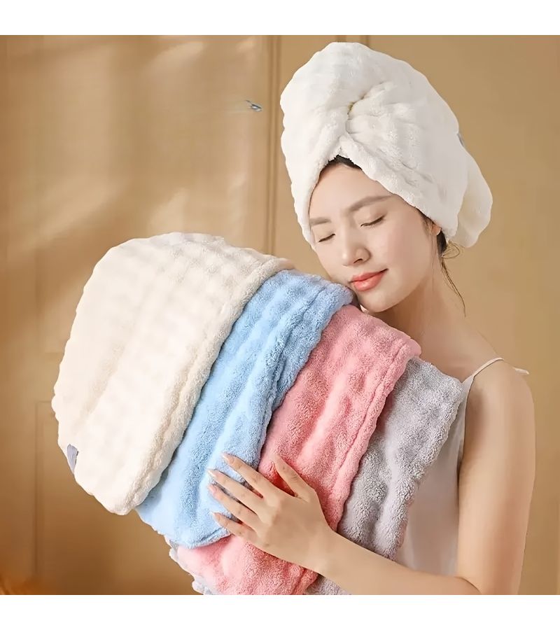 1pc Super Absorbent Quick Dry Hair Drying Cap Wide Tailed Large Size Women Random Color Bathing Cap - Image 2