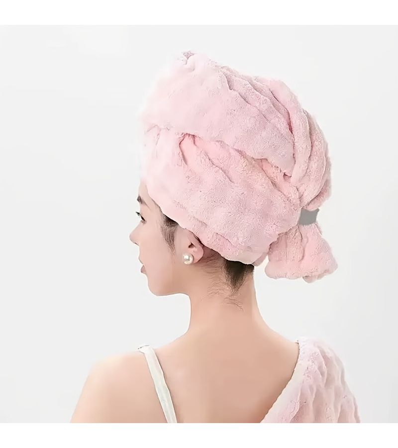 1pc Super Absorbent Quick Dry Hair Drying Cap Wide Tailed Large Size Women Random Color Bathing Cap - Image 4