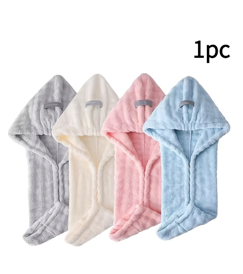 1pc Super Absorbent Quick Dry Hair Drying Cap Wide Tailed Large Size Women Random Color Bathing Cap - Image 5