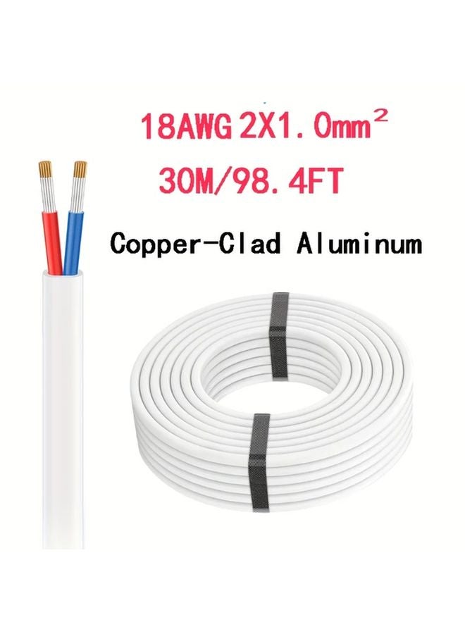 18 AWG 2 Wire Flat Hookup Wire Red Blue Copper Clad Aluminum PVC Stranded 1181 Inch - Image 1