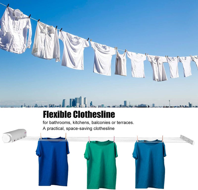 RHYDON Retractable Clothesline Telescopic Indoor Outdoor Wall Mounted Clothes Dryer Line Drying Rope Hanger 4Line for Indoor Outdoor Laundry Drying Max Load 8 KGPlastic Pink - Image 3