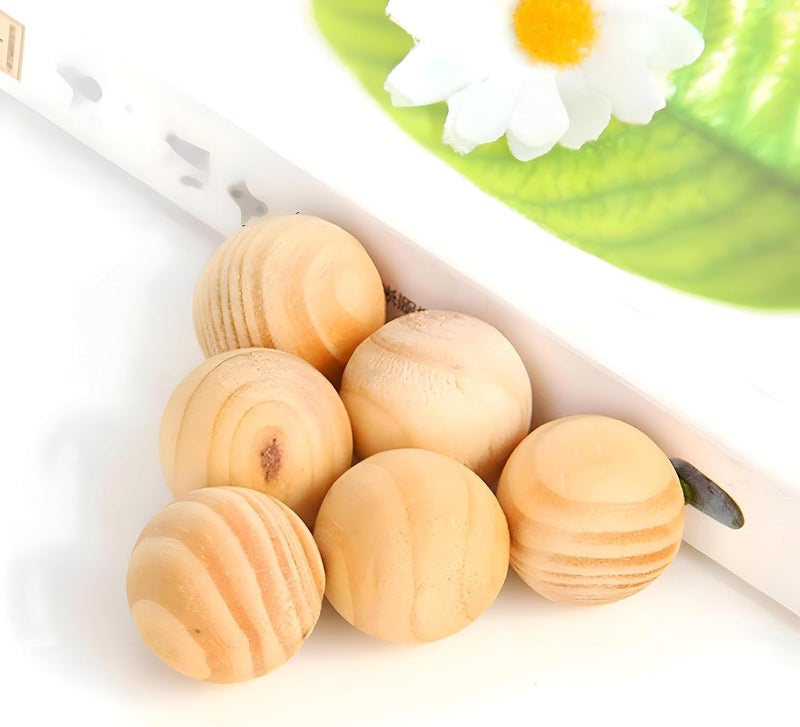 Chemical Free Cedar Wood Moth Balls 20 Pieces - Natural Clothes Storage Protector with Eucalyptus Beige Fragrance Sachet for Closets Drawers and Storage Boxes - Image 3