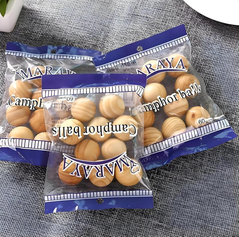 Chemical Free Cedar Wood Moth Balls 20 Pieces - Natural Clothes Storage Protector with Eucalyptus Beige Fragrance Sachet for Closets Drawers and Storage Boxes - Image 2