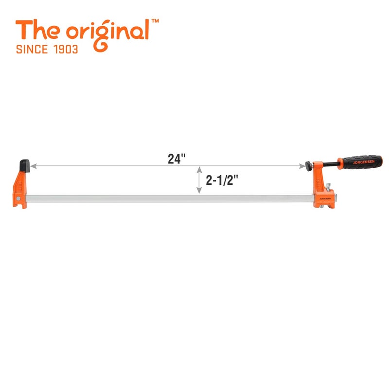 Jorgensen 2-pack Medium Duty Steel Bar Clamp Set with 600 lbs Load limit, 24-inch - Image 3