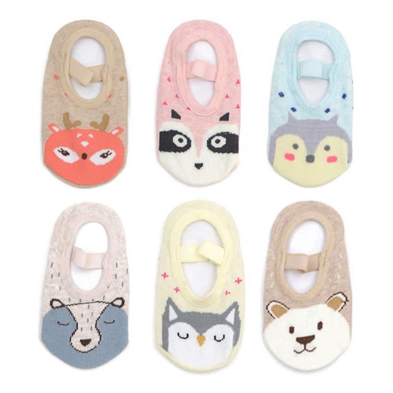 Yenzat Baby Toddler Anti Slip Non Skid Socks with Grip for Infant Girls Slippers 12-36 Months 6 Pairs - Image 1