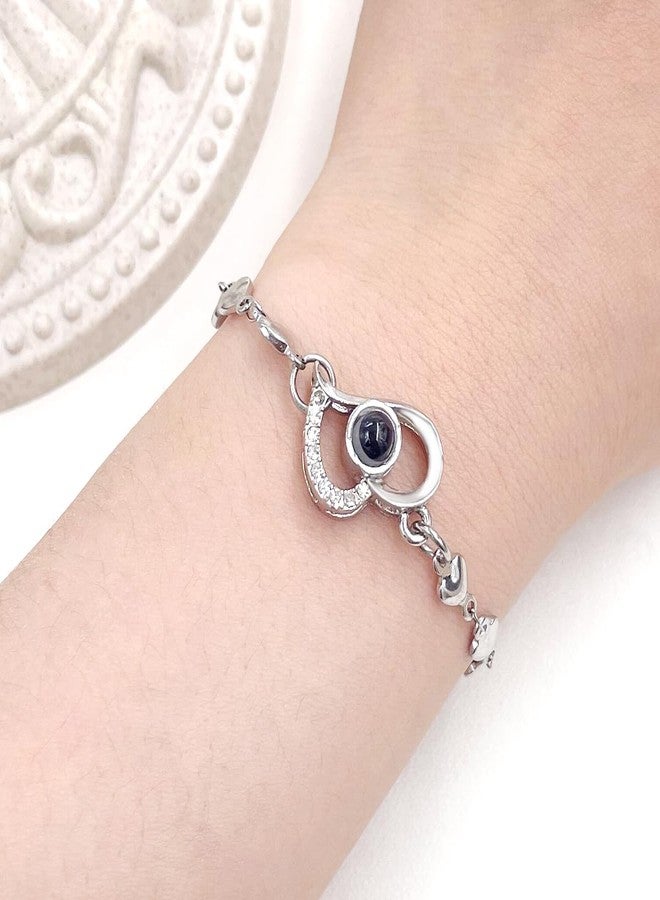 Uloveido I Love You in 100 Languages Bracelet Cute Heart Chain Bracelet Love Gifts for Mom Wife Daughter Sister Y4435 (Silver Color) - Image 2