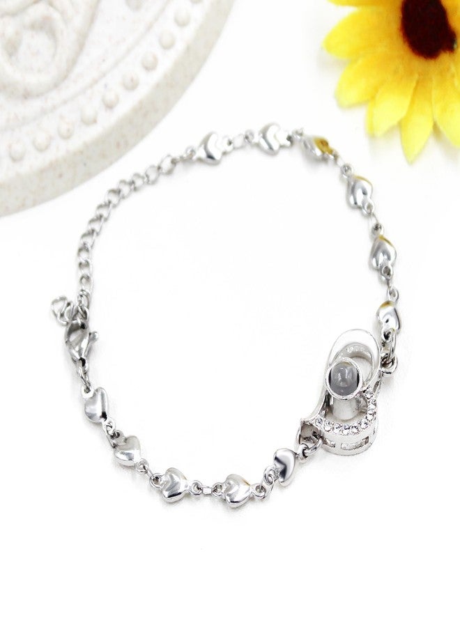 Uloveido I Love You in 100 Languages Bracelet Cute Heart Chain Bracelet Love Gifts for Mom Wife Daughter Sister Y4435 (Silver Color) - Image 3
