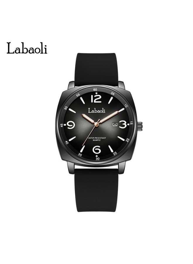 New Arrival Square Women Quartz Watch Soft Silicone Strap Large Number Dial Date Display Waterproof Wristwatch