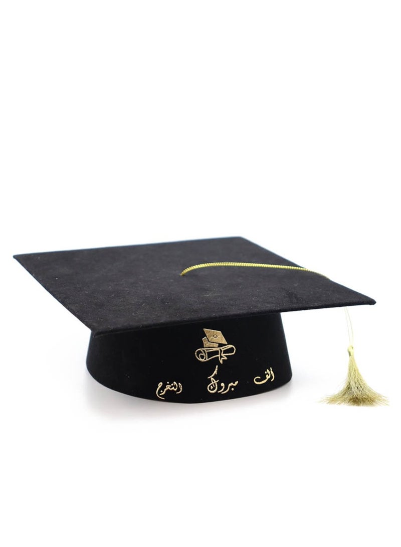 co arma Unisex Black Graduation Cap with Gold Fringe Adjustable Graduation Hat Lettering Congratulations Graduation - Image 4