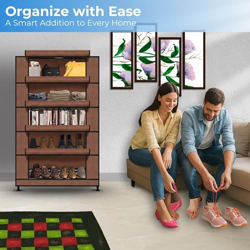 TRENDY Multipurpose Shoe Rack Cabinet 5 Layer All-in-one Storage Organizer with Dustproof Cover | Space-Saving Shoe Stand for Home, Wardrobe & Entryway - Image 4