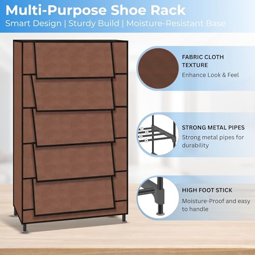 TRENDY Multipurpose Shoe Rack Cabinet 5 Layer All-in-one Storage Organizer with Dustproof Cover | Space-Saving Shoe Stand for Home, Wardrobe & Entryway - Image 5