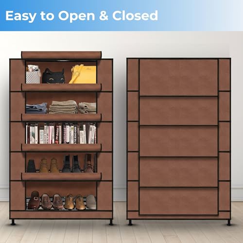 TRENDY Multipurpose Shoe Rack Cabinet 5 Layer All-in-one Storage Organizer with Dustproof Cover | Space-Saving Shoe Stand for Home, Wardrobe & Entryway - Image 3