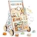 Weilim Wooden Baby Walker with Wheels Push Walker with Baby Activity Center Montessori Walking Toy for Girls Boys Ajustable Speed Height Activity Toy for Toddler Learning to Walk Natural - Image 3