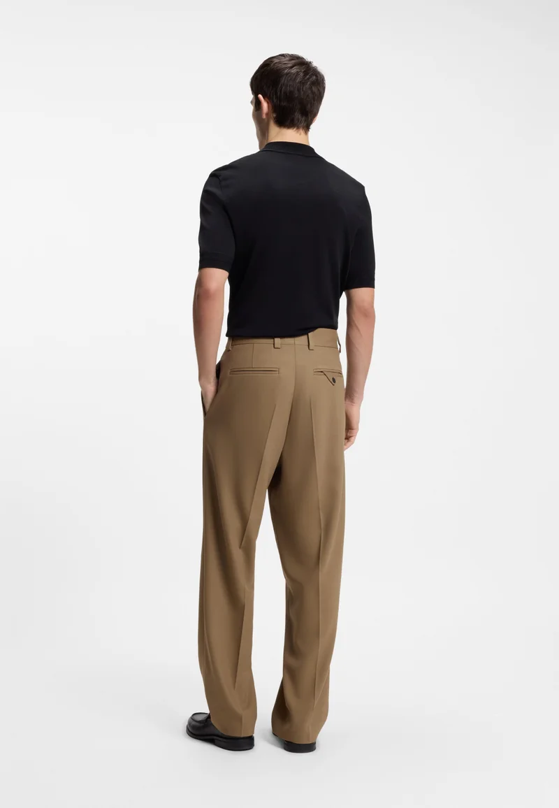 HUGO Beige Modern-fit trousers in stretch twill with front crease for Men | Best Price UAE
