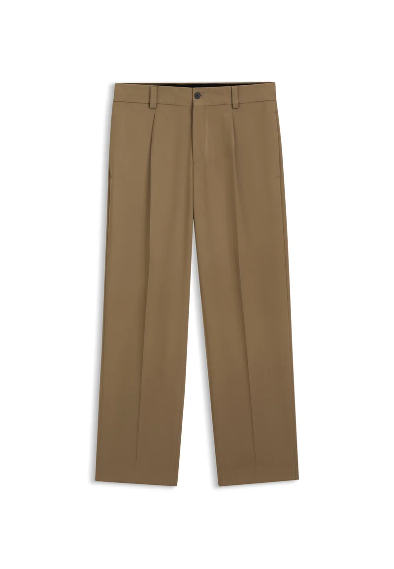 HUGO Beige Modern-fit trousers in stretch twill with front crease for Men | Best Price UAE