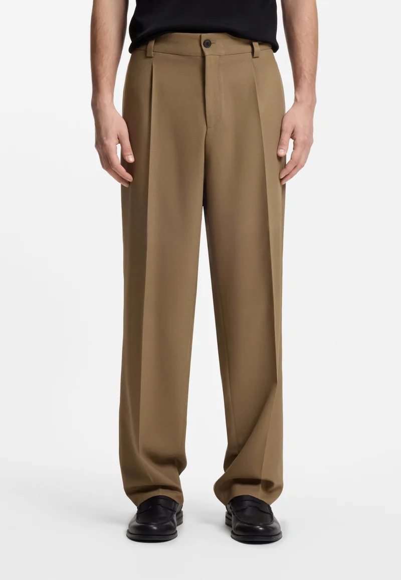 Modern-fit trousers in stretch twill with front crease
