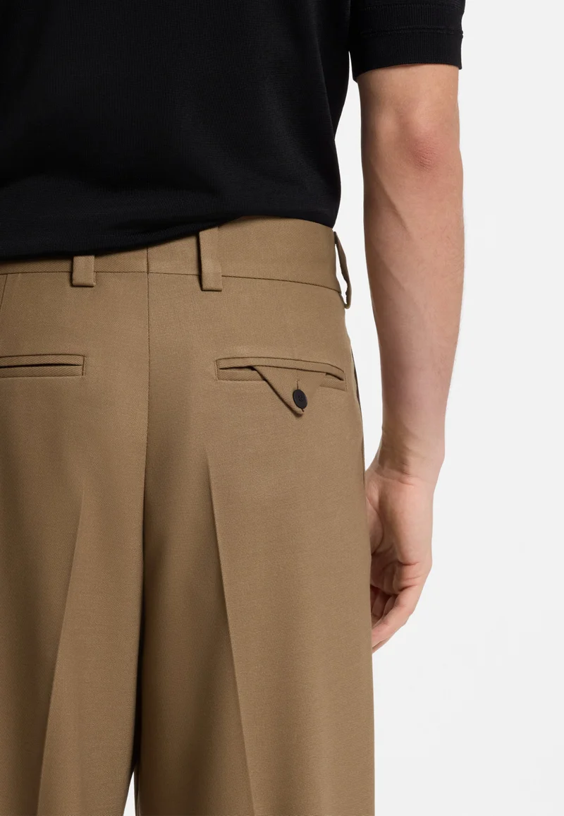 HUGO Beige Modern-fit trousers in stretch twill with front crease for Men | Best Price UAE
