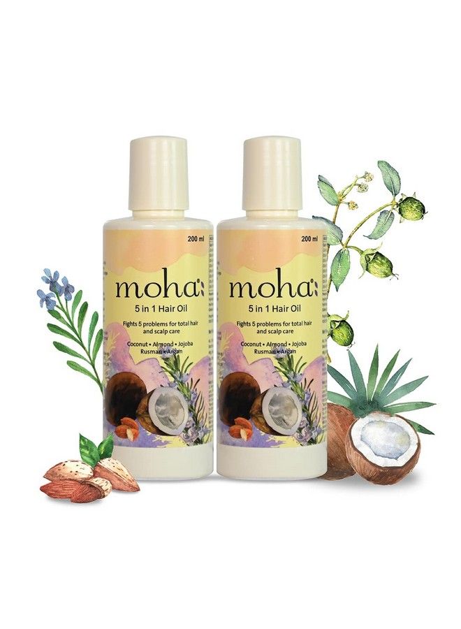 Moha: 5 In 1 Hair Oil For Hair Growth And Hair Fall Reduction Clinically Proven (200 Ml X 2) - Image 2