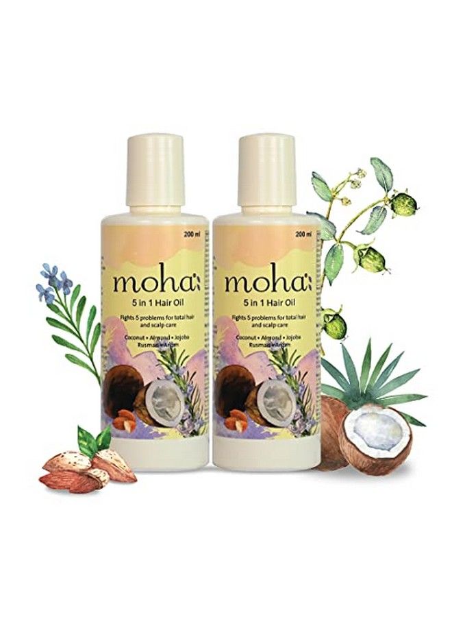 Moha: 5 In 1 Hair Oil For Hair Growth And Hair Fall Reduction Clinically Proven (200 Ml X 2) - Image 1