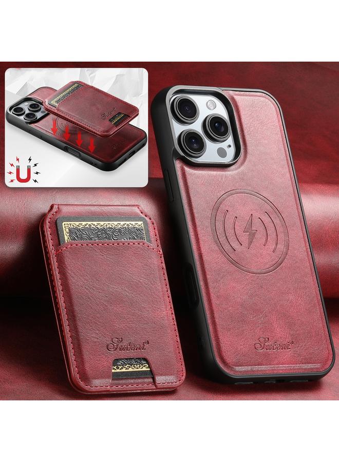 Suteni Case For iPhone 16 Pro Max H15 MagSafe Oil Eax Leather Detachable Wallet Back Phone Case - Image 2