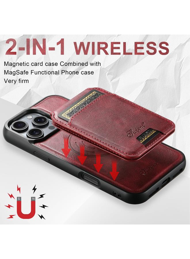 Suteni Case For iPhone 16 Pro Max H15 MagSafe Oil Eax Leather Detachable Wallet Back Phone Case - Image 5
