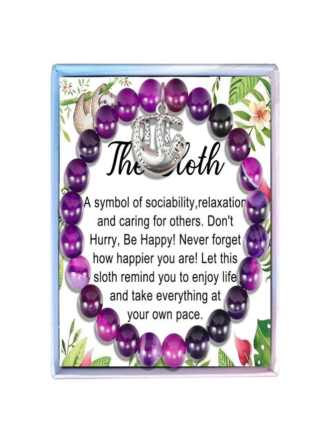 Fullrainbow Sloth Gifts for Women,Sloth Gifts,Sloth Stuff,Sloth,Sloth Bracelet,Sloth Inspirational Gifts for Women (Purple Sloth Bracelet) - Image 1