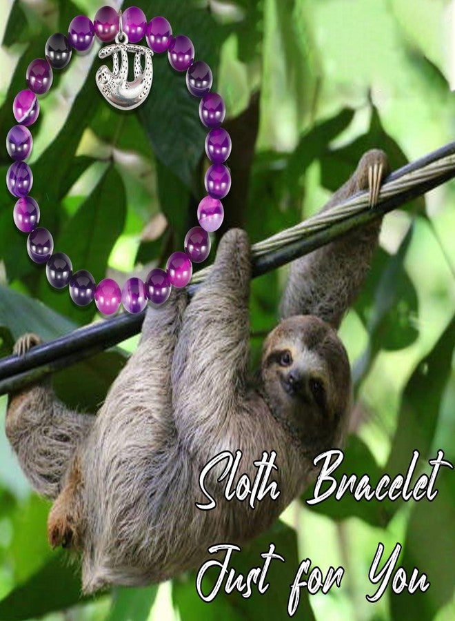 Fullrainbow Sloth Gifts for Women,Sloth Gifts,Sloth Stuff,Sloth,Sloth Bracelet,Sloth Inspirational Gifts for Women (Purple Sloth Bracelet) - Image 2