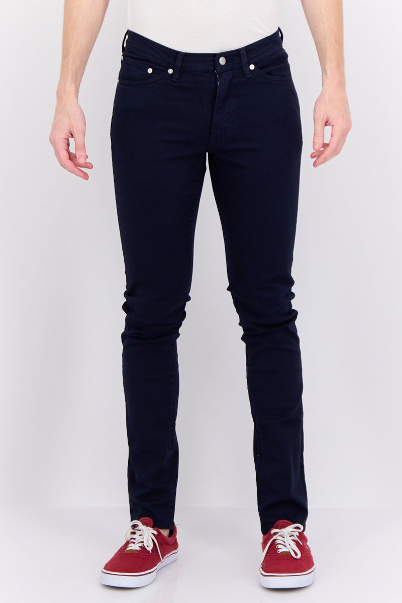 Men Extra Slim Fit Solid Stretchable Jeans, Dark Blue
