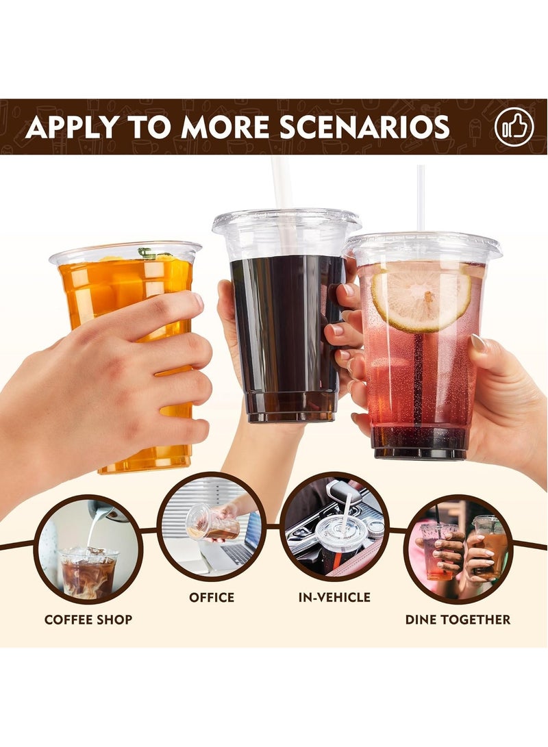 MARKQ [50 Pack] Clear Plastic Cups with Flat Lids 16 oz – Disposable, BPA-Free Juice Cups for Iced Coffee, Smoothies, Juice, Cold Drinks – Ideal for Parties, Events, and To-Go Use  - Image 2