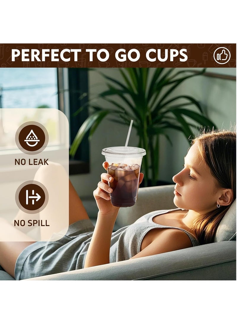 MARKQ [50 Pack] Clear Plastic Cups with Flat Lids 16 oz – Disposable, BPA-Free Juice Cups for Iced Coffee, Smoothies, Juice, Cold Drinks – Ideal for Parties, Events, and To-Go Use  - Image 4
