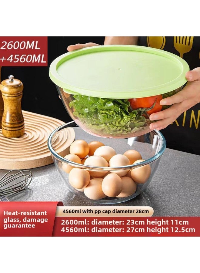 Glass Basin And Basin Tempered Glass Heat-resistant Non-stick Thickened Large Capacity Egg Baking Salad Bowl Glass Manufacturers-Specifications:2600+4560ML (with A Lid)-Color:Thickened Tempered Glass - Image 1