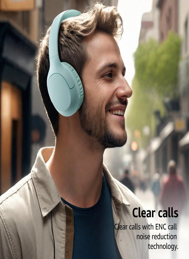 TOZO Bluetooth 5.4 Over Ear Headphones, ENC Call Noise Cancelling Mic, Foldable Wireless Headset, 70H Playback, Deep Bass Stereo Sound, Customizable EQ via Button & App, for Travel and Home, Upgraded - Image 4