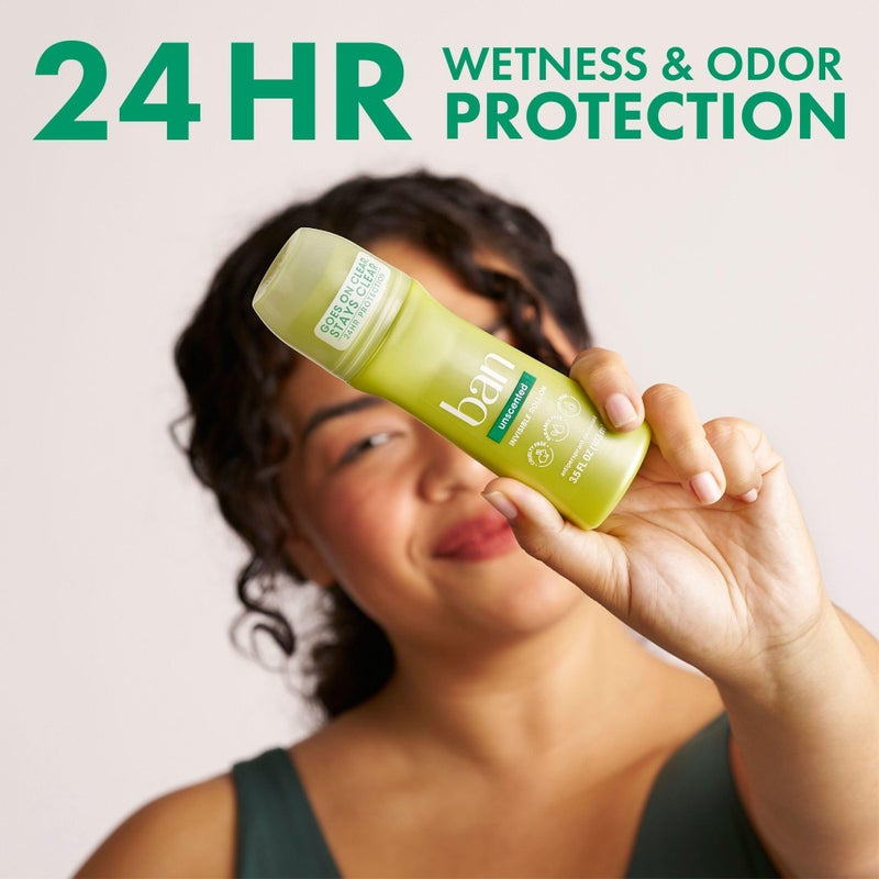 Ban Invisible Roll-on Antiperspirant Deodorant for Women and Men, 24-hour Underarm Odor & Sweat Protection, Unscented, 3.5 Oz, Pack of 2 - Image 3