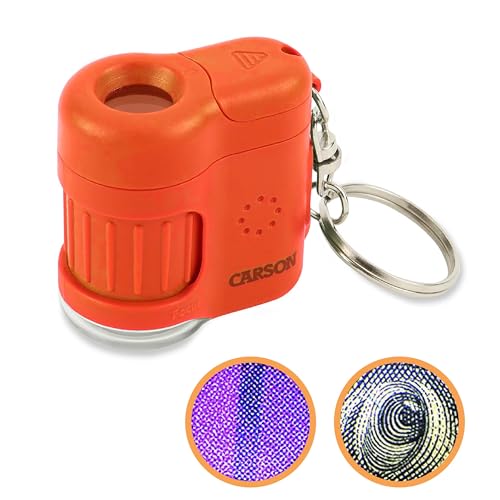 Carson MicroMini 20x Lighted Compact Pocket Microscope UV and LED Flashlight Orange MM280O - Image 1