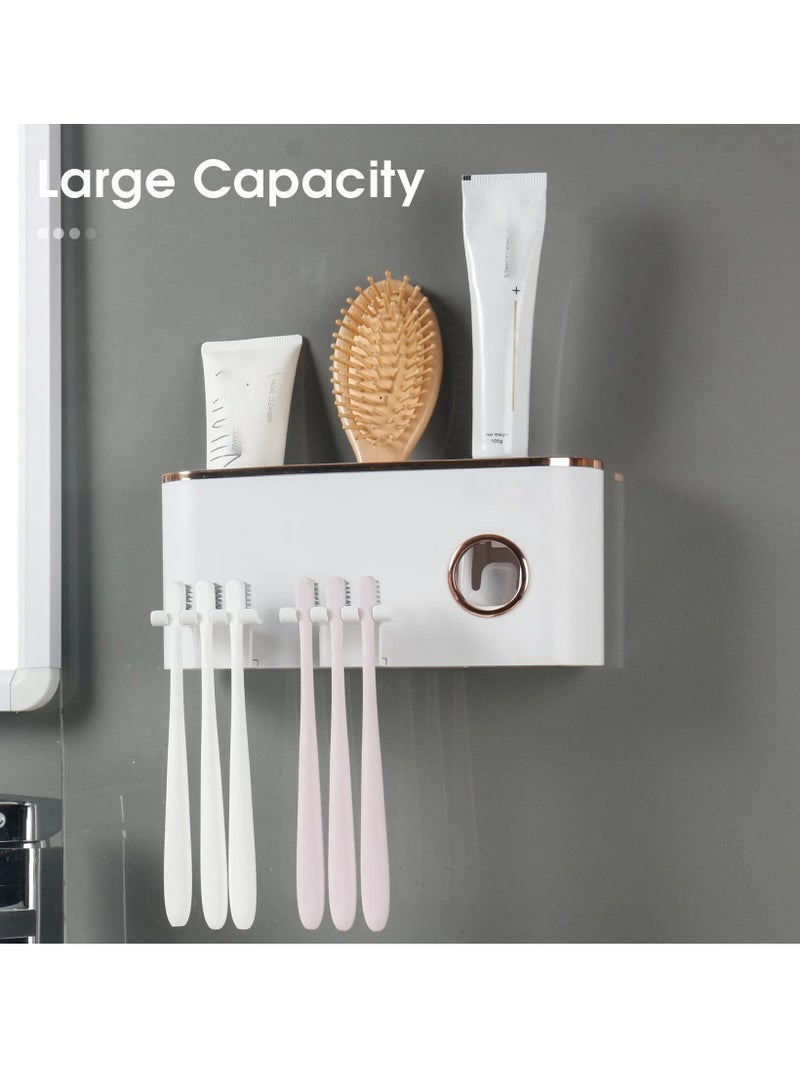 Excefore Toothbrush Holder and Toothpaste Dispenser - Wall Mounted Bathroom Accessories with 2 Cups for Smart Home Decor - Image 4