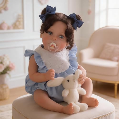 SCOM Reborn Baby Doll Girl 18 Soft Weighted Cloth Body HandRooted Hair Vinyl Limbs Fits 03Yrs Clothes ASTM F963 EN71 Bottle Pacifier Gift Set - Image 1