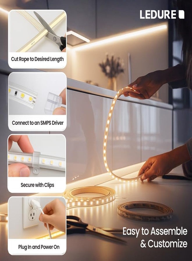 LEDURE Sera Rope Light, 50 Meter LED Strip, 120 LEDs/Metre, IP65 Waterproof, Flexible Decorative Strip Light for Indoor and Outdoor Use, for Diwali, Home and Garden Lighting, Warm White (Pack of 1) - Image 5