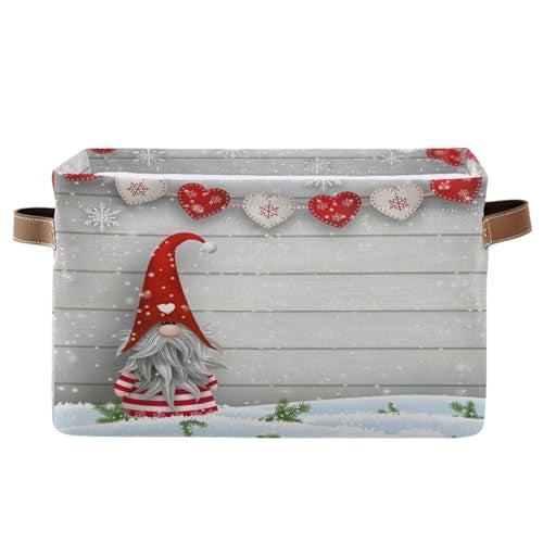 senya Christmas Basket with Handles Christmas Gnome Foldable Fabric Collapsible Storage Bins Organizer Bag for Storage Clothes - Image 1