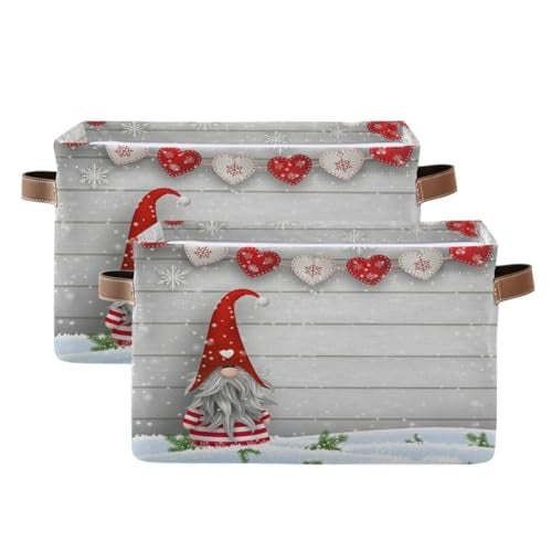 senya Christmas Basket with Handles Christmas Gnome Foldable Fabric Collapsible Storage Bins Organizer Bag for Storage Clothes - Image 3